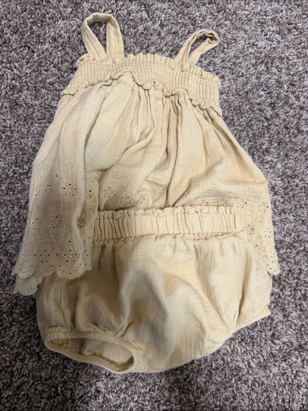 Quincy Mae Light Yellow Baby Eyelet dress 12-18 month